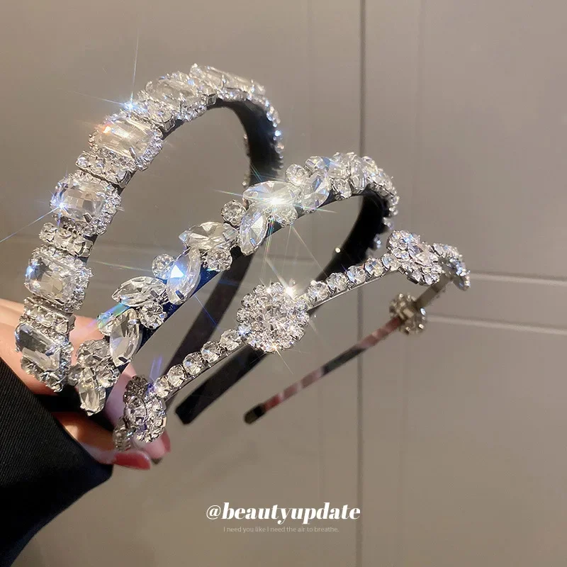 

Ins Diamond Set Geometric Square Leaf Headband Trend Out Pressure Headband Temperament Headband Light Luxury Hair Accessories