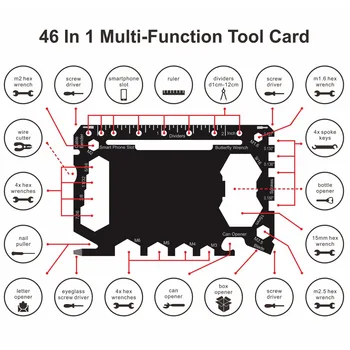 Multiutensile 46 in 1 Dimensioni carta di credito Accessori di sopravvivenza per campeggio all'aperto Strumenti multiuso per gadget per uomo portatili
