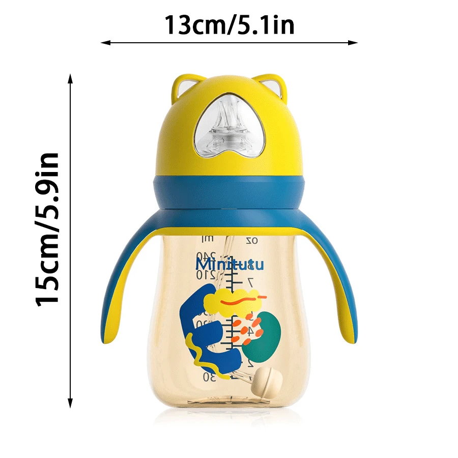 High appearance 240ml nano silver wide caliber PP milk bottle with gravity ball, easy to suck, safe material, BPA free