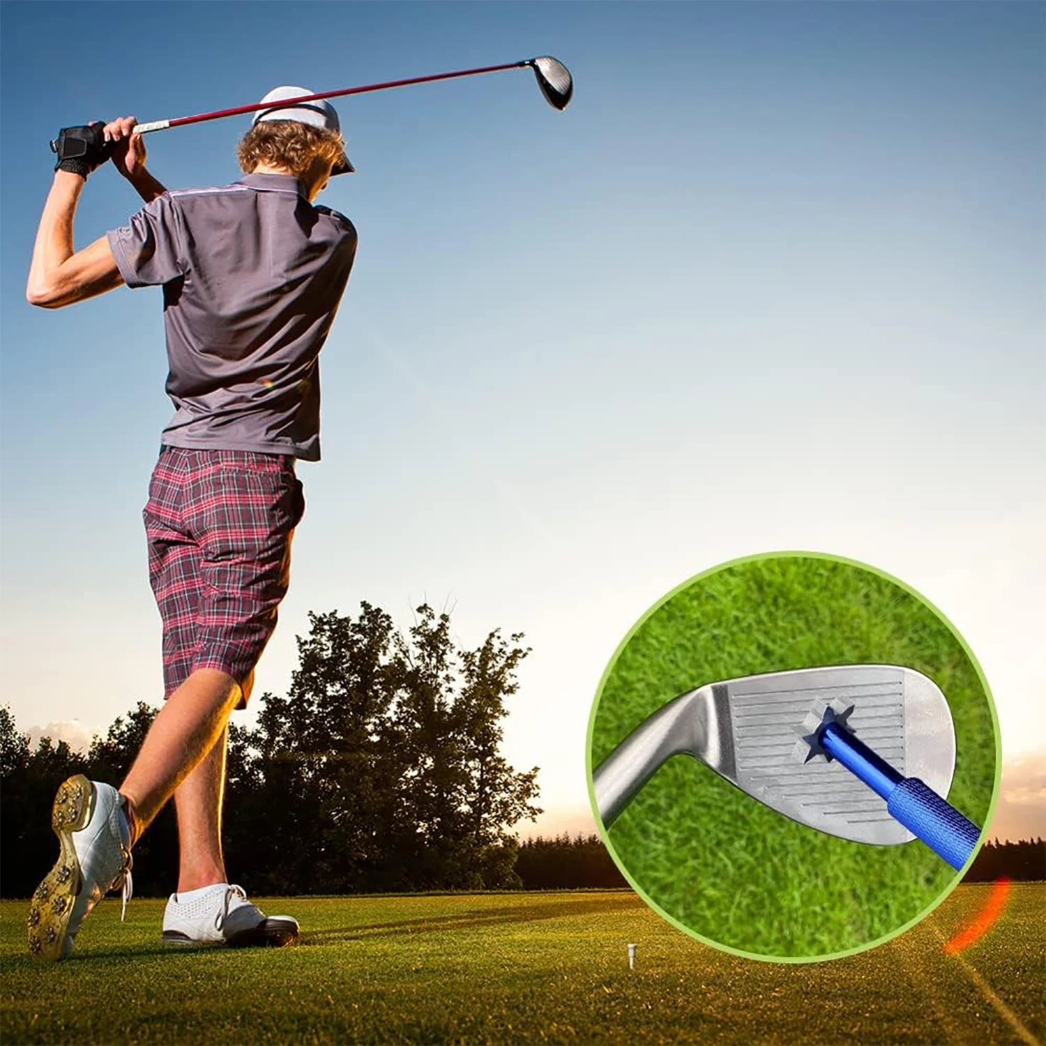 Golf Club Groove Sharpener Golf Accessory Tool  6 Heads Strong Wedge Alloy Wedge Sharpening Tool  for Re-Grooving Golf Clubs 6