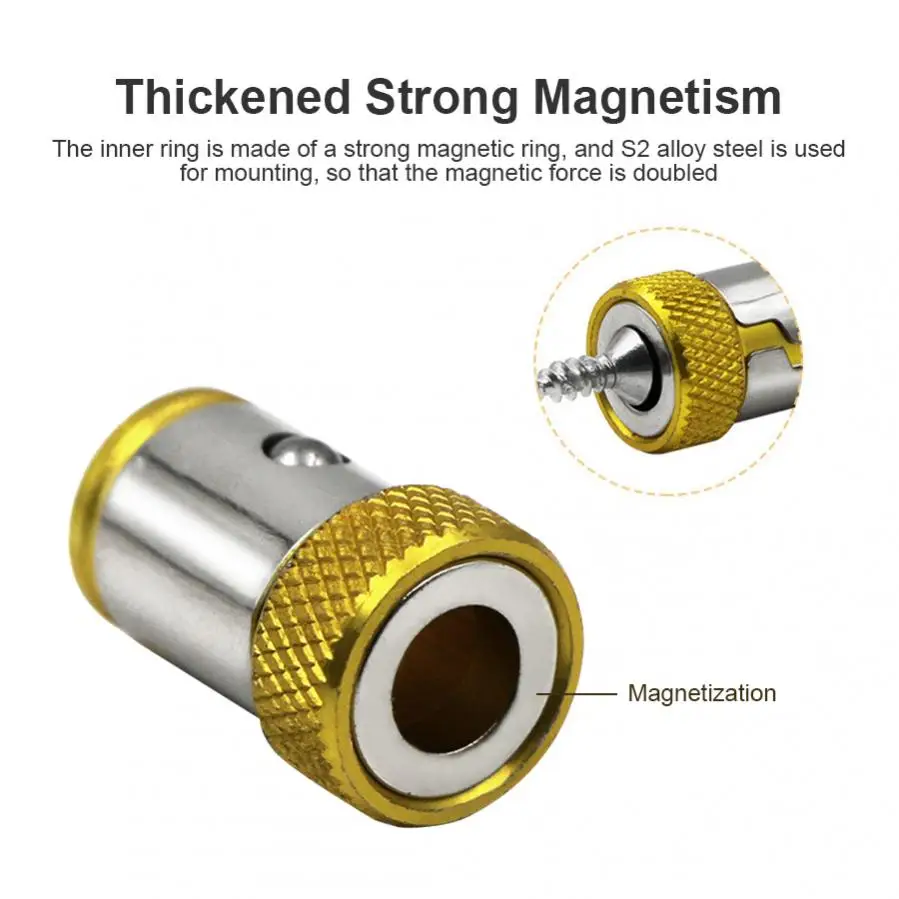 2pcs Bit Magnetizer Magnetic Bit Holder Alloy Electric Magnetic Ring Screwdriver Bit Head Strong Non-slip Magnet Rings