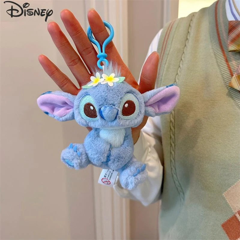 Kawaii Genuine Stitch Disney Plush Toys Keychain Anime Cartoon Stich Angel Cute Peluches Stuffed Keyring Pendant Children Gift
