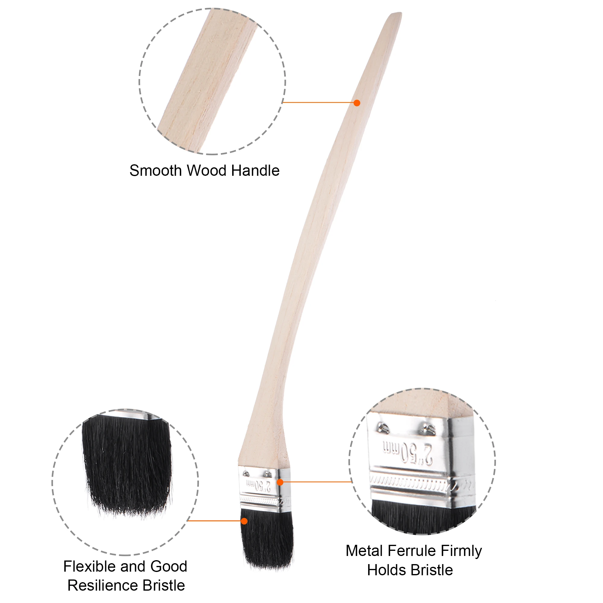 Uxcell 구부러진 라디에이터 페인트 브러시, 벽 처리용 긴 나무 손잡이가 있는 강모, 17 인치 길이 2 인치 너비, 블랙 4 개