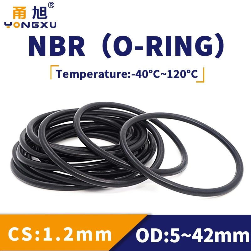 NBR O Ring Seal Gasket Thickness CS1.2mm OD5 42 Oil and Wear Resistant