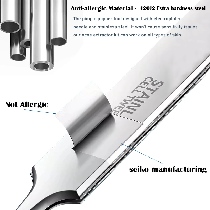 Acne Blackhead Removal Needles Stainless Steel Black Spot Blemish Pimple Removal Needle Deep Cleansing Tool Face Skin Care Kit 6