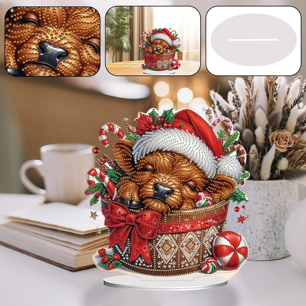 2D/Flat Christmas Yak DIY Table Top Diamond Painting Ornament Kits 5D DIY Diamond Art Tabletop Decorations for Adults Beginner