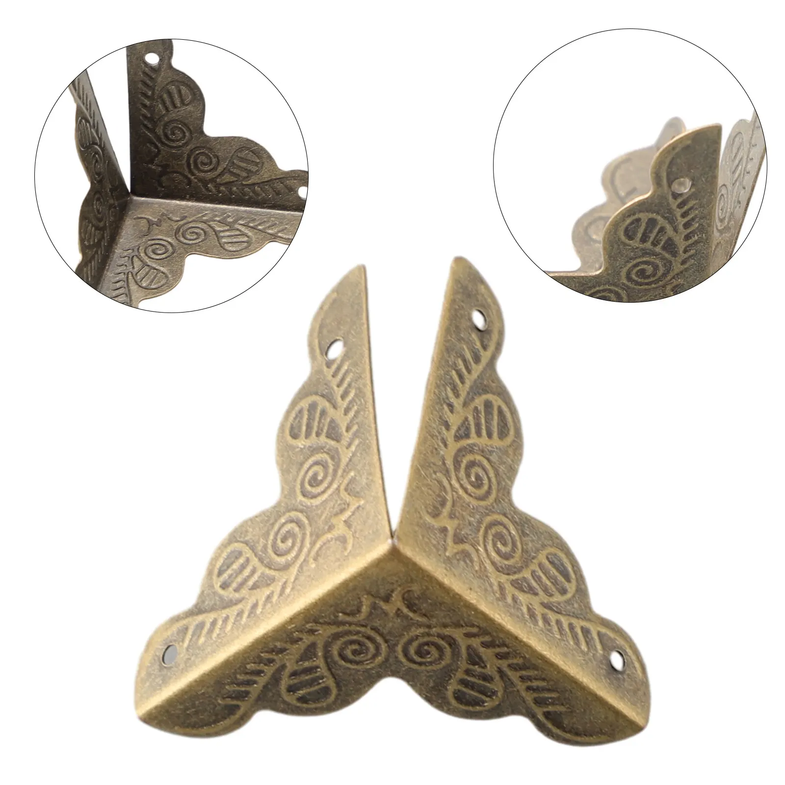 Description Picture 6 of item12Pcs/Set Corners Brackets Antique Wood Box Feet Leg Corner Protector Triangle Rattan Carved Decorative Bracket For Furniture