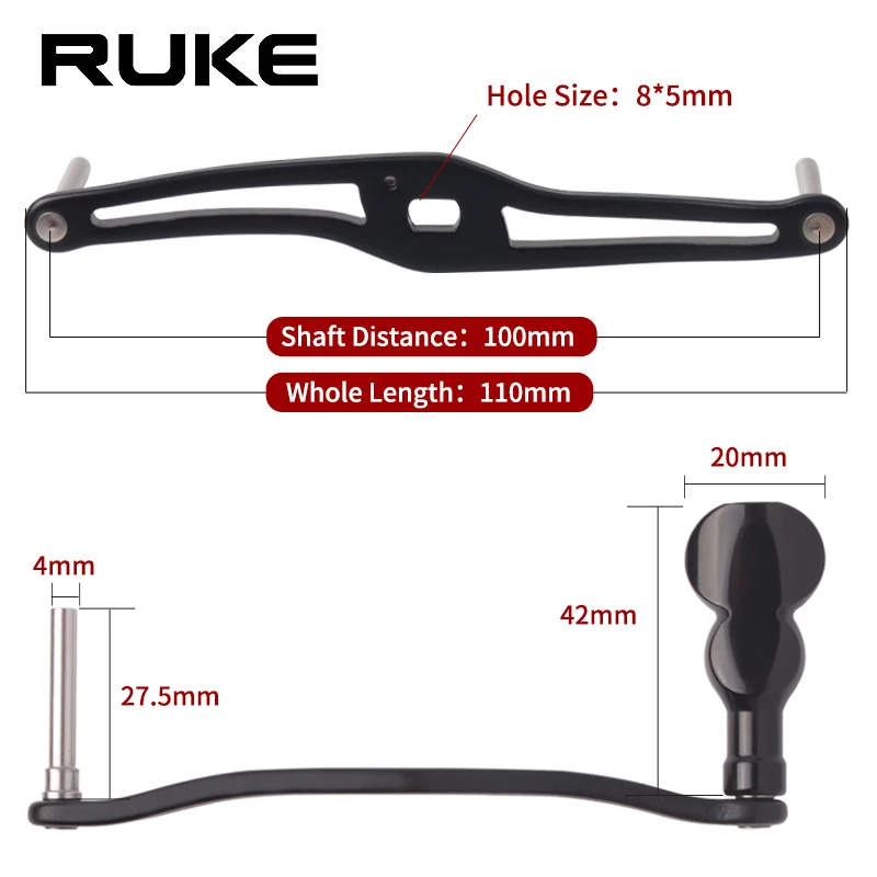 Ruke Fishing Reel Handle Alloy AluminumHandle And Knob For Baitcasting Reel Hole Size 8*5/7*4mm Accessory DIY Promotion