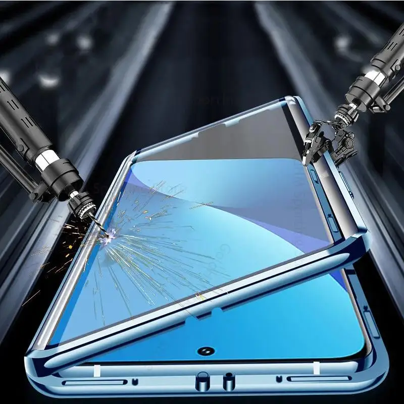 9H Tempered Glass Phone Case For Xiaomi 12X 12 Pro Magnetic Adsorption Flip Cover For Mi 12X 12 360 Double-Sided Film Protector 
