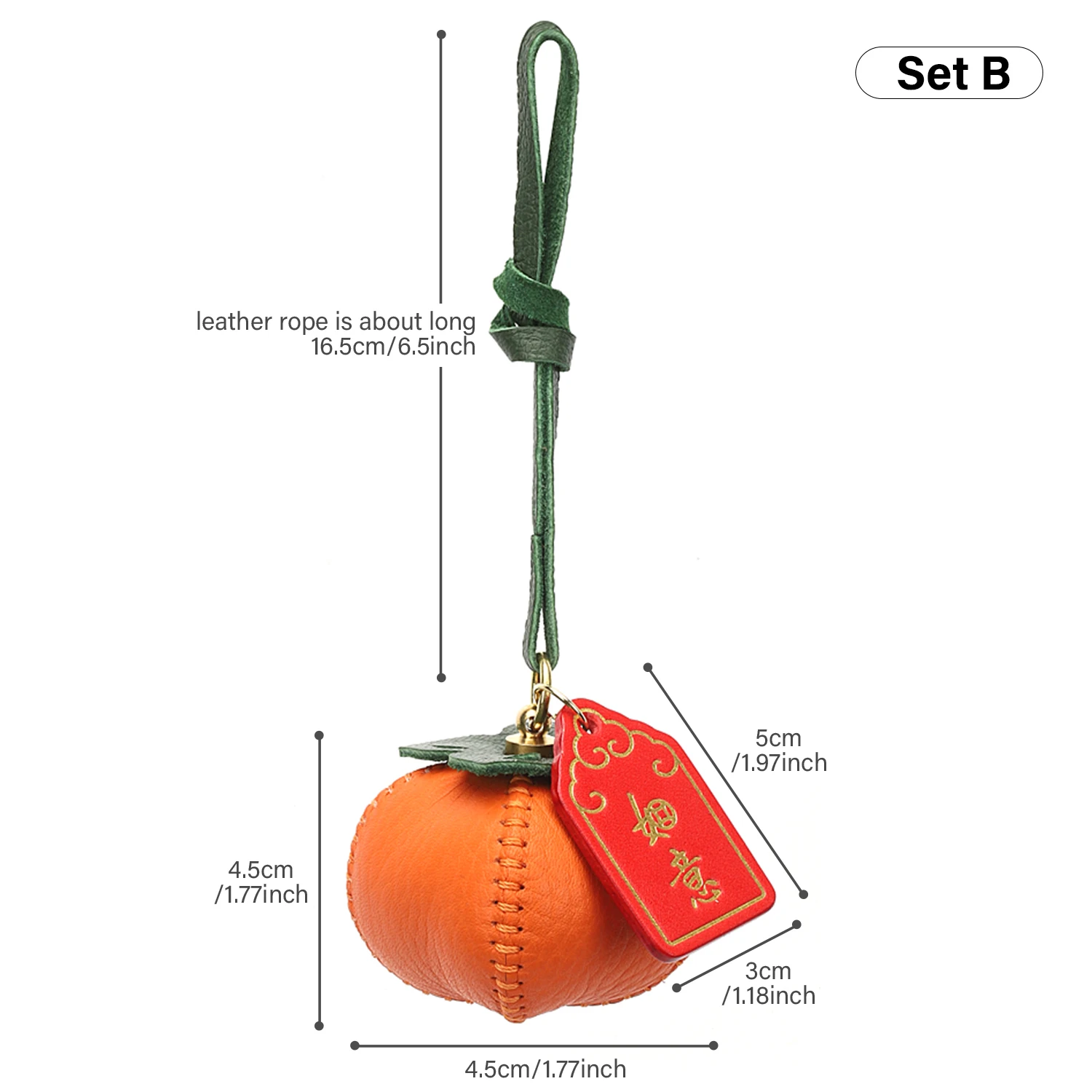 CRAZYSMITH Handmade Genuine Leather Bag Charm Persimmon Keychain Purse Charms Bag Pendant for Handbags Gift Bag Accessories