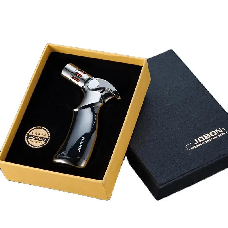 Creative Strong Firepower Butane Gas Lighter Turbo 4 Torch Blue Flame High Pressure Jet Straight Cycle Cigar Lighter Men's Gift 3