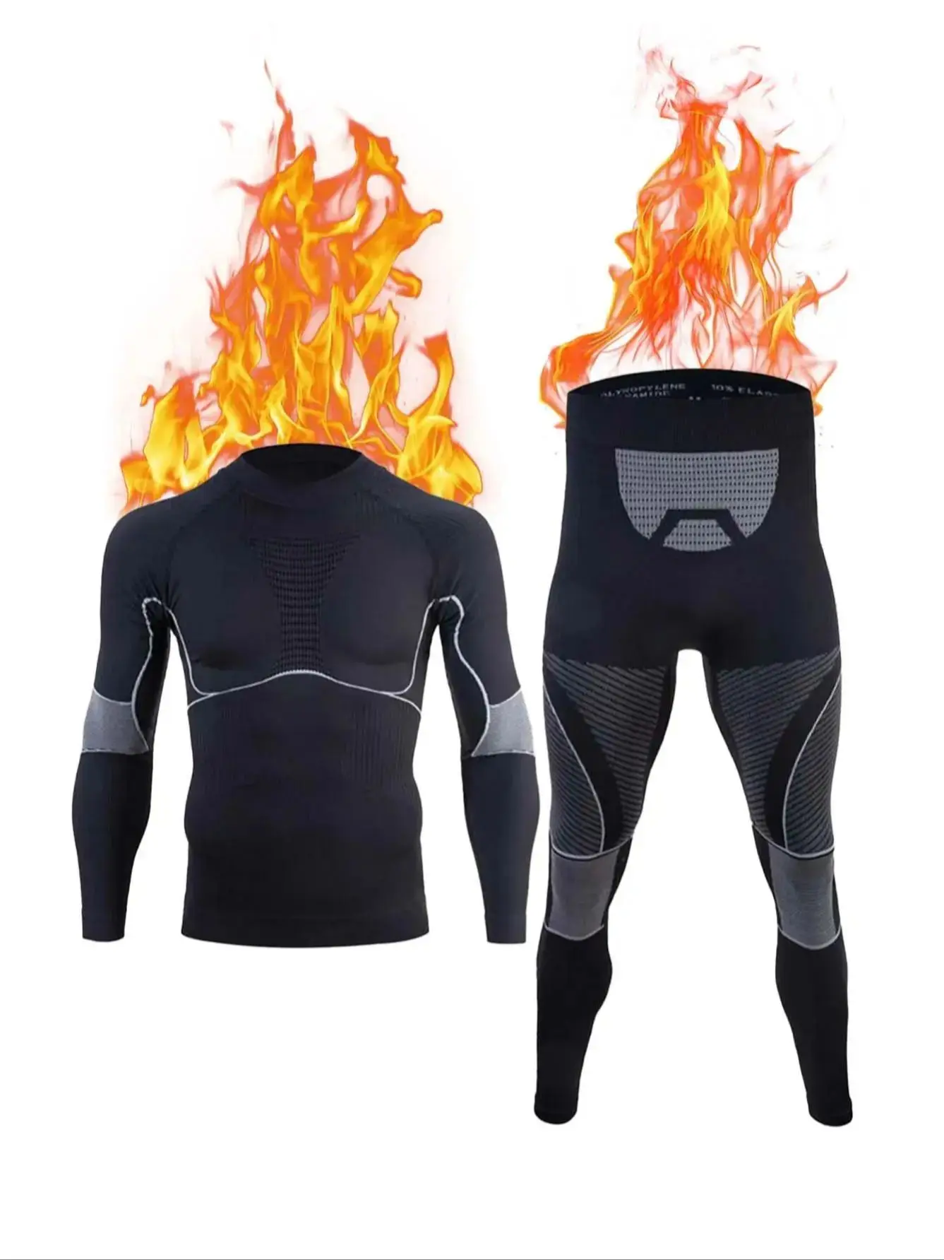 Ropa interior térmica Long Johns para hombre, esquí, invierno, cálido, equipo de caza, conjunto de capa Base con forro polar, parte superior inferior