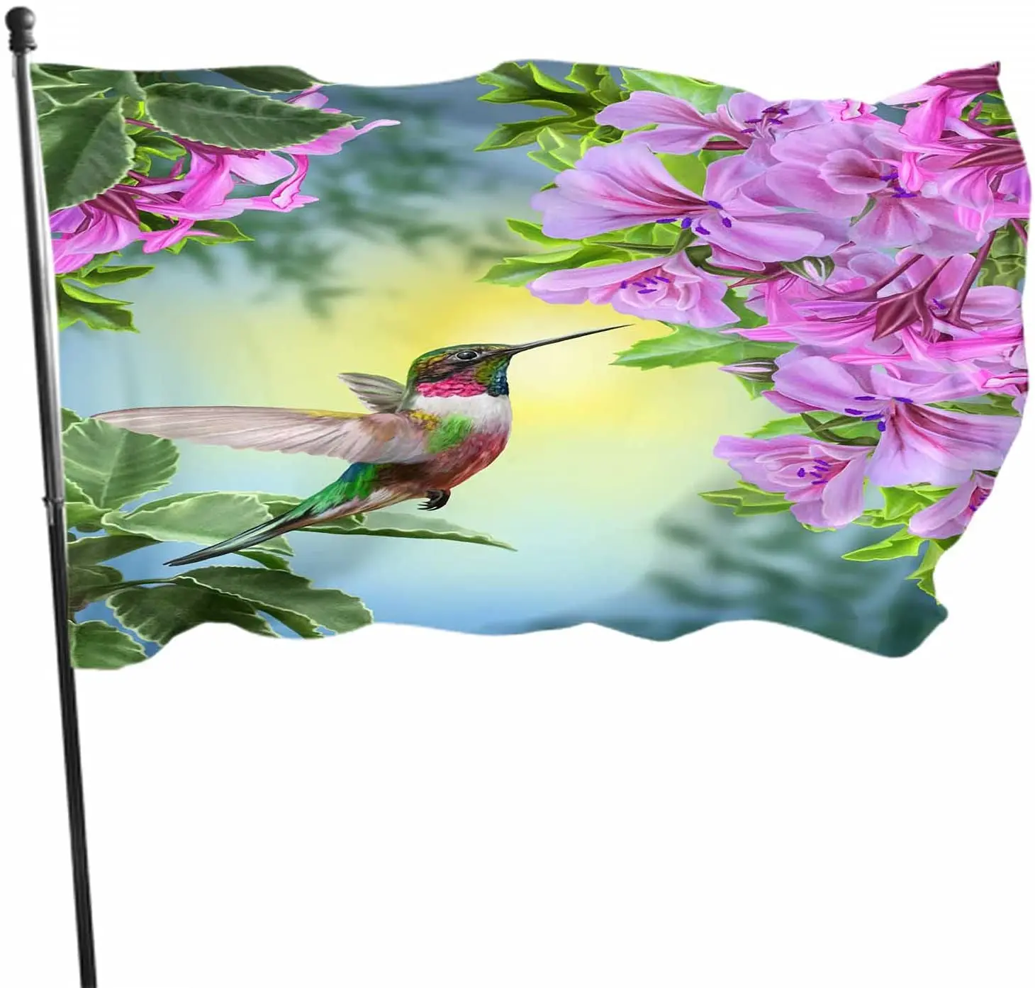 

Hummingbird Flags Decor Floral Leaf Botanical Plant Bird Nature Beak Blossom Plant Printed Pattern Outdoor Indoor Garden Decor