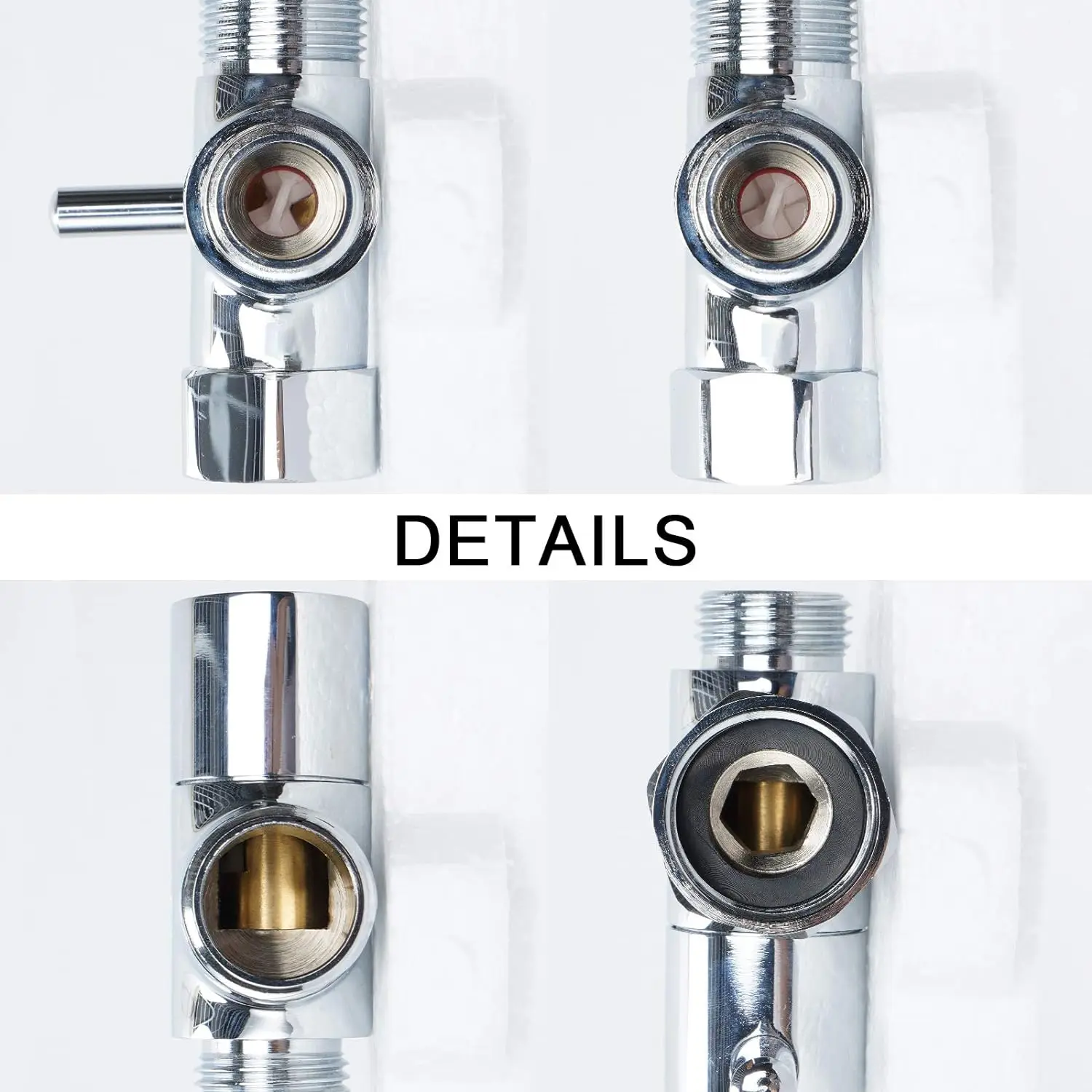 G1/2 7/8 In 3 Way Diverter Valve T-Adapter Converter Shower Brass Water Tap Connector Bathroom Faucet Bathroom Accessories