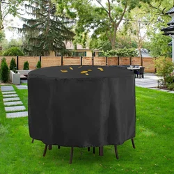 Durable Oxford Cloth Round Table Cover, Waterproof & Sunproof, Universal Fit for Outdoor Furniture (Black)