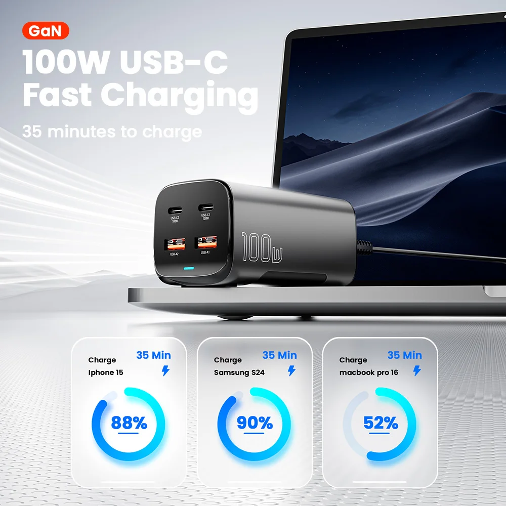 Essager 67W USB C GaN Charger Desktop Quick Charge3.0 PPS PD3.1 Fast Charging For MacBook Samsung iPhone 17 16 15 14 iPad Laptop