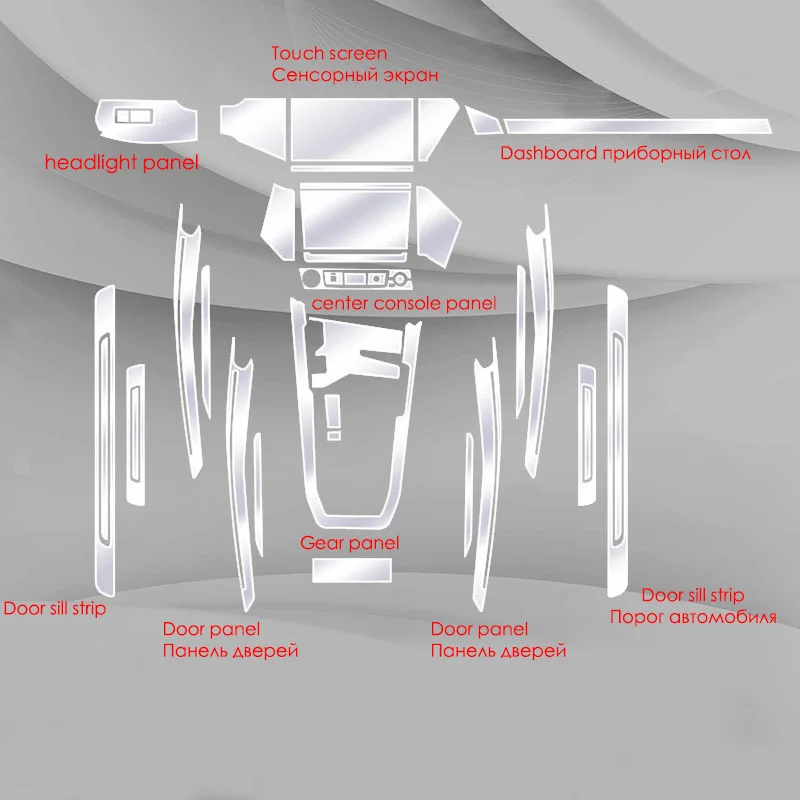

Tpu Transparent Film for Audi Etron E Tron 2020 2021 Car Interior Stickers Center Console Gear Touch Screen Dashboard Door Panel