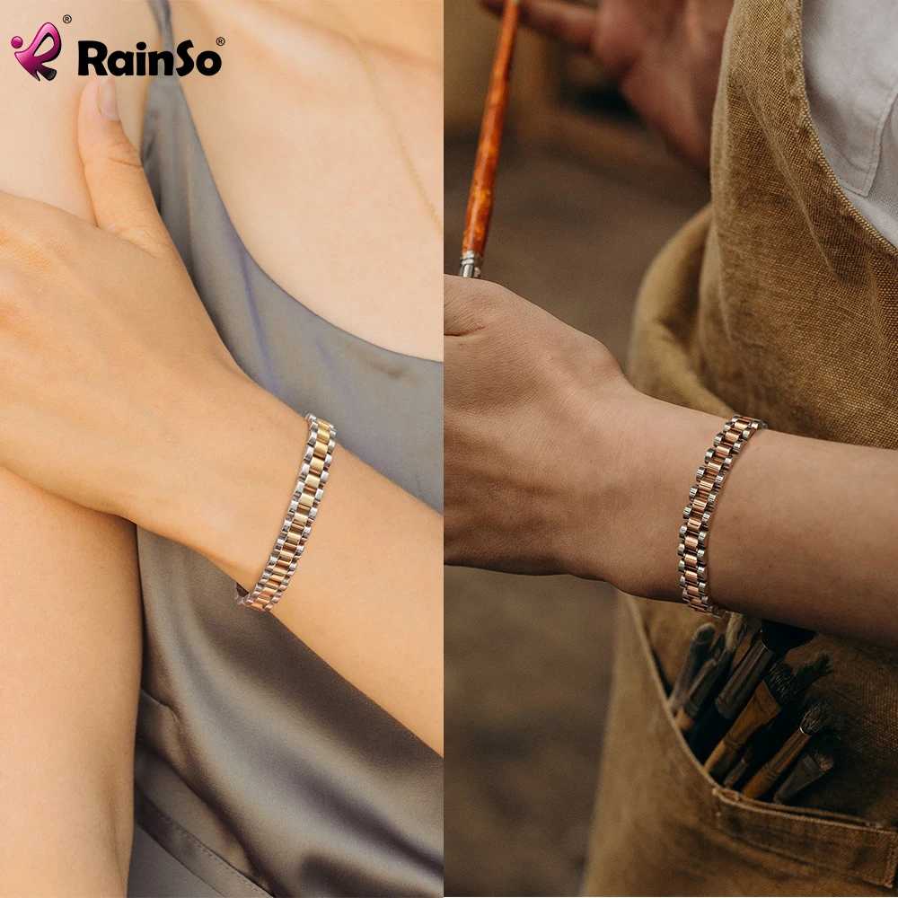 RainSo 99.99% Pure Germanium Bracelet For Women&Men Korea Popular Stainless Steel Healing Magnetic Couple Bracelet Gifts