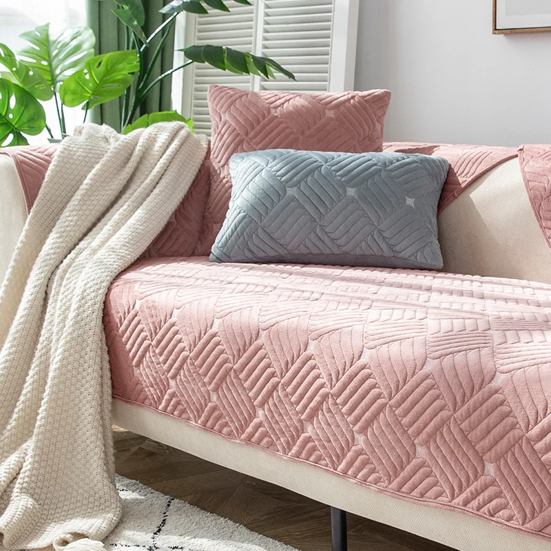 

Nordic Solid Color Thick Plush Sofa Cover High Quality Non-Slip Sofa Cushion Sofa Towel Couch Slipcover Home Living Room Decor