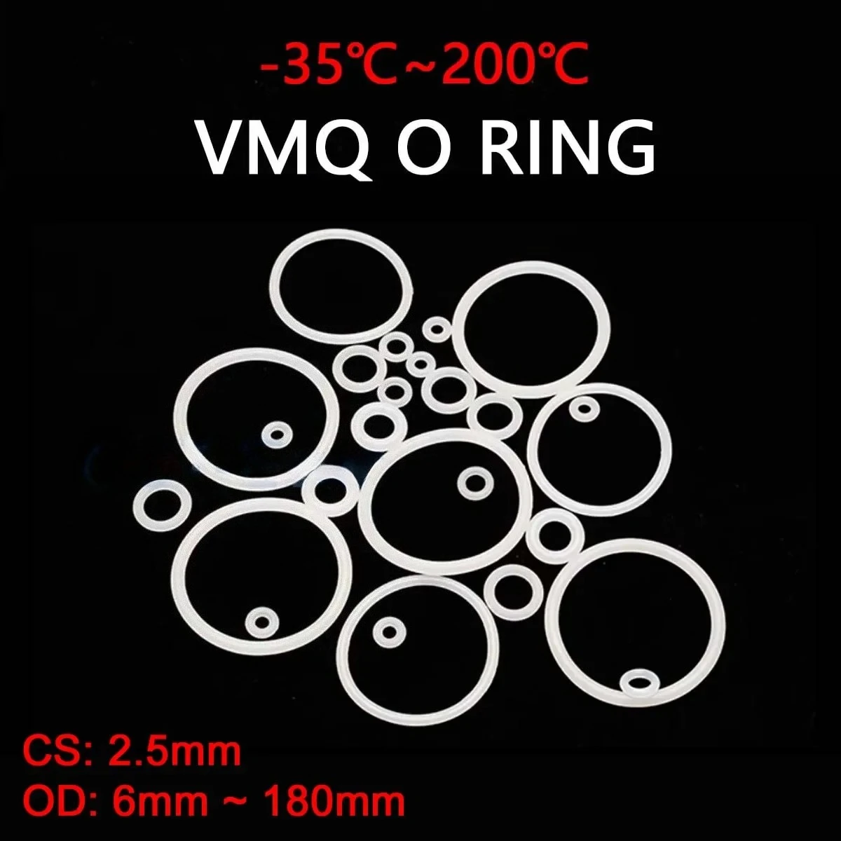 Aexit 2Pcs Negro O-Ring Universal 180mm x 8.6mm bun-a-N Material