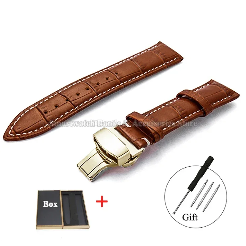Premium Leather Watch Strap with Universal Butterfly Clasp (Multiple Sizes Available)
