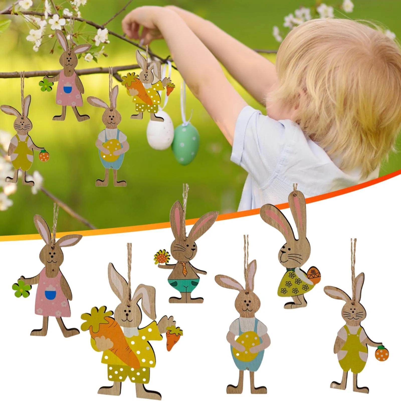 2023 Easter Party Decorations Supplies Home Door Wall Tree Decor Wooden
