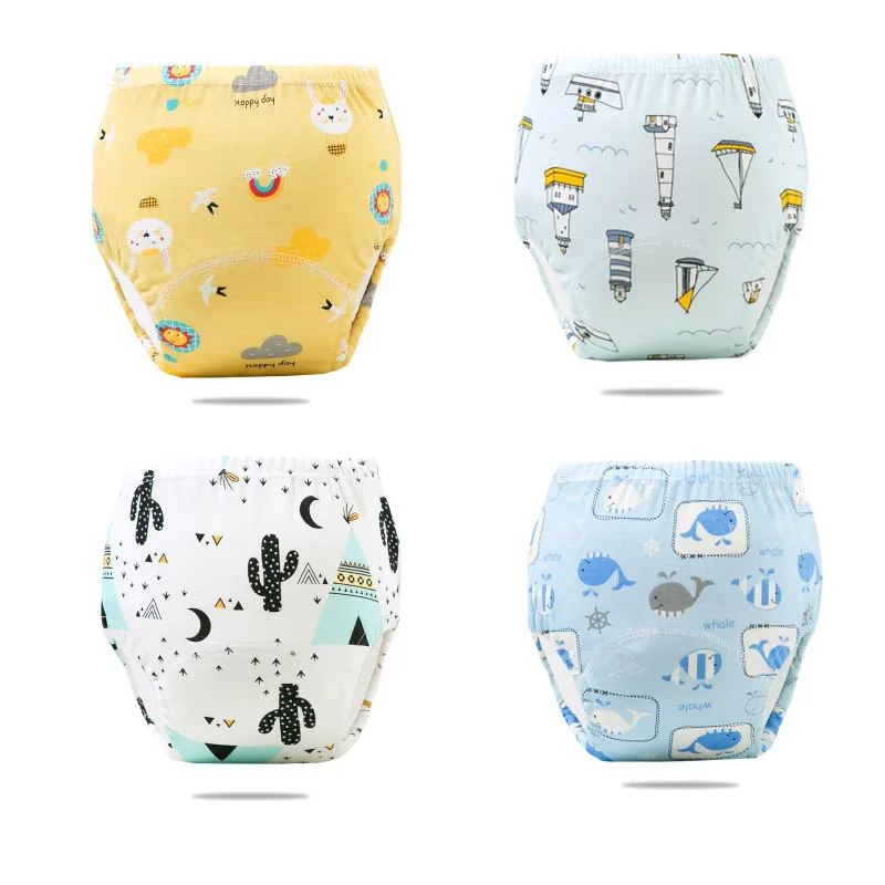 

4pc/Lot Baby Cotton Training Pants Panties Waterproof Cloth Diapers Reusable Toolder Nappies Diaper Baby Underwear