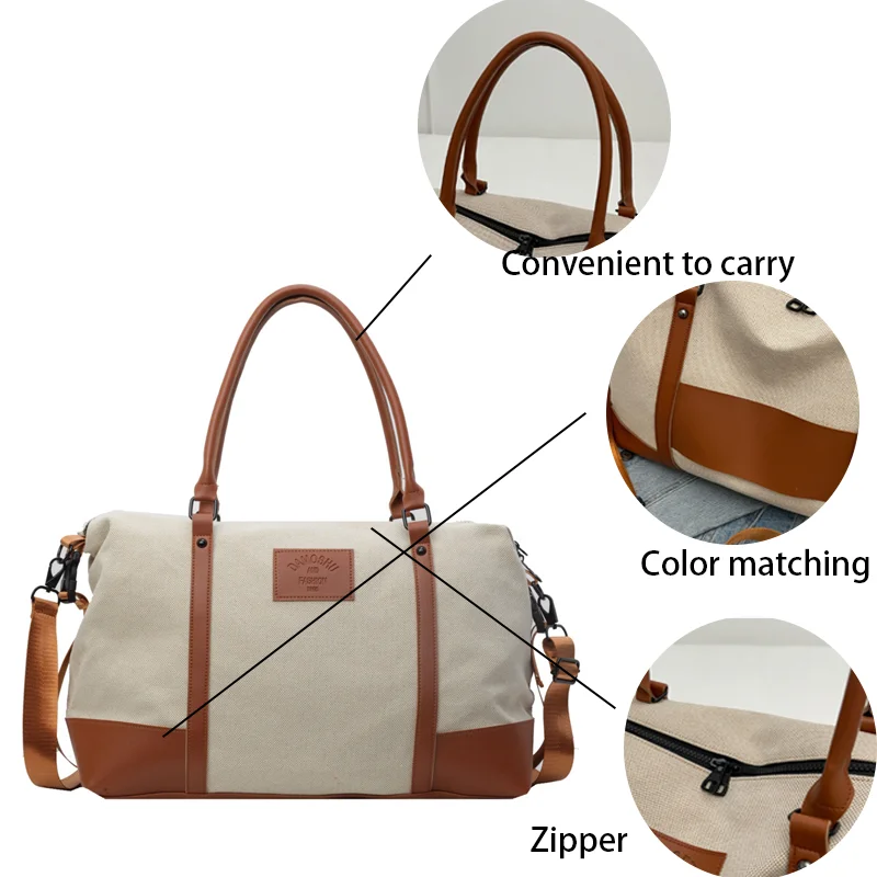 Large Capacity Vintage Travel Tote Bag Lightweight Color Matching Outdoor Crossbody Bag For Women