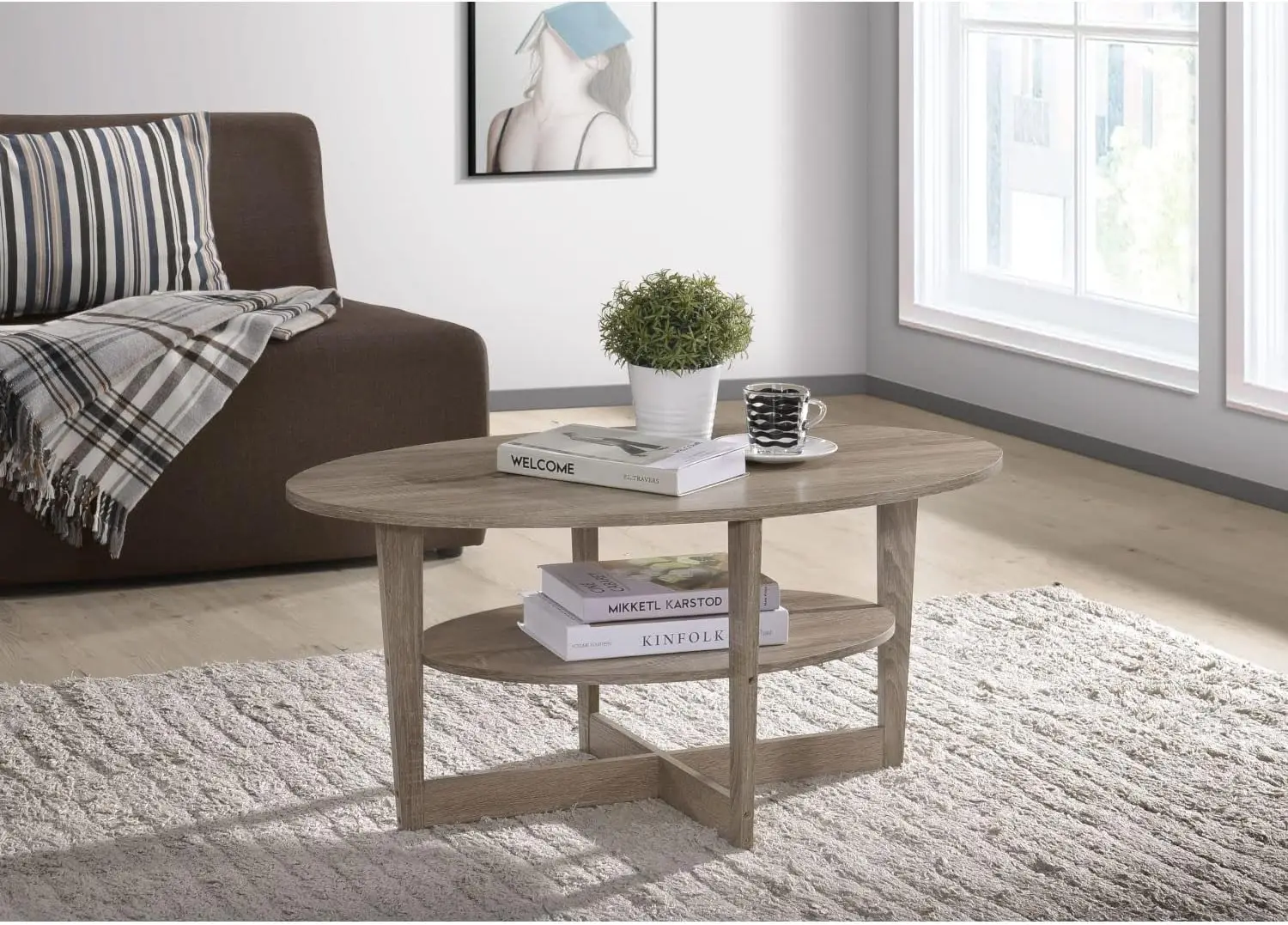 

Small Oval Cocktail Table, Tan End table for bedroom Tea table Mesas Small end table Table top Small coffee table