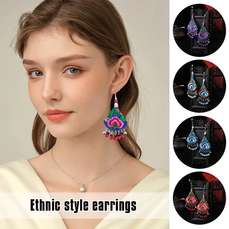 Orecchini Pendenti Lunghi Donna Bohémien - Perline Colorate Con Placcatura Argento - Gioielli Etnici Brillanti