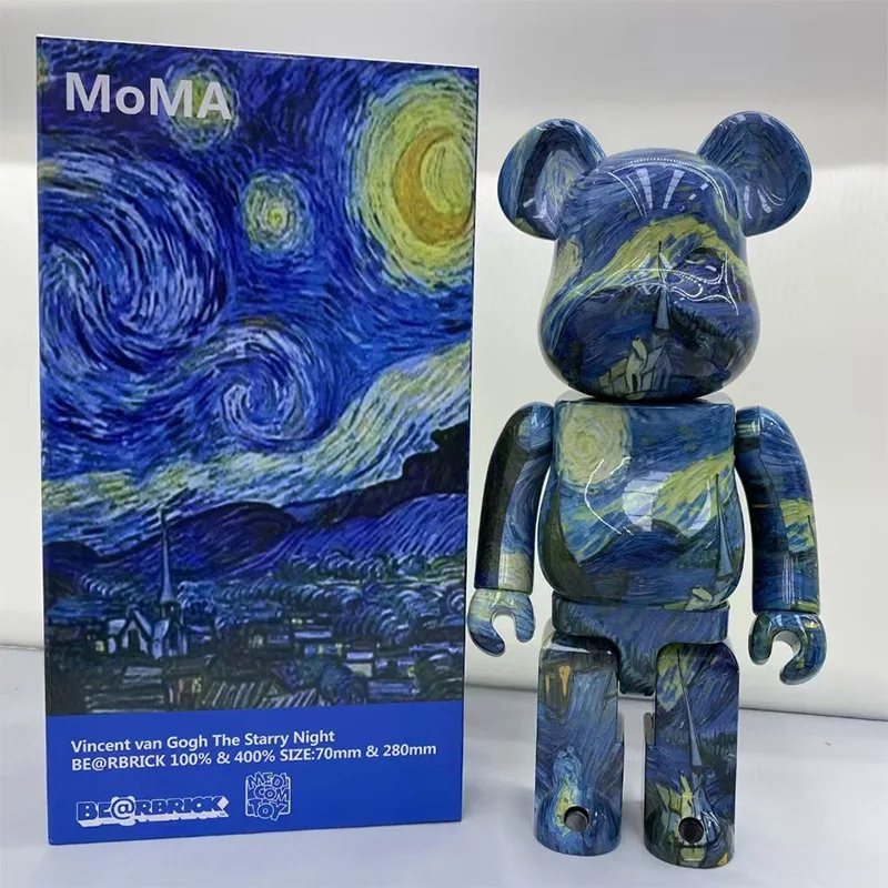 

Blue starry sky high-end 28CM violent bear series ornaments 400% home and office decorations, living room bear brick figurines