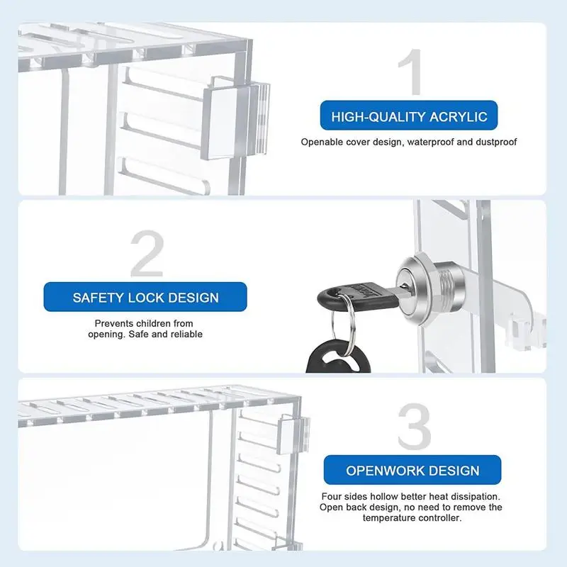 thumbnail image 2 of Universal Thermostat Lock Box With Key Clear Acrylic Thermostat Cover Guard Large Home Office School Restaurant 7 2 X 4 7 2 2 Inch 2 of 11