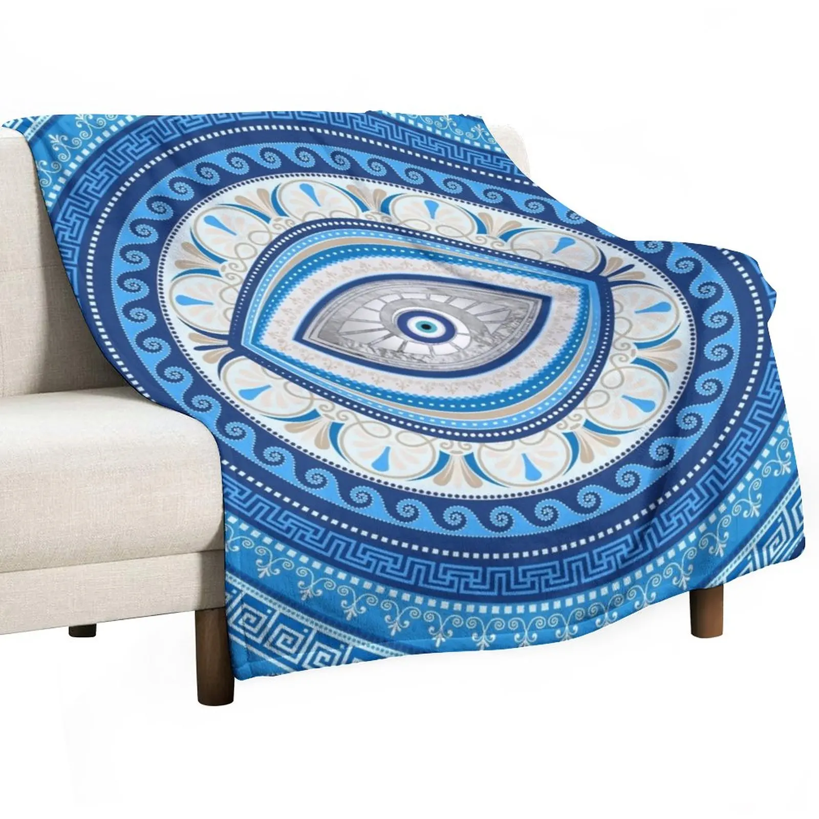 

Greek Mati Mataki - Greek Evil Eye ornament Throw Blanket Sofas Thin Blankets
