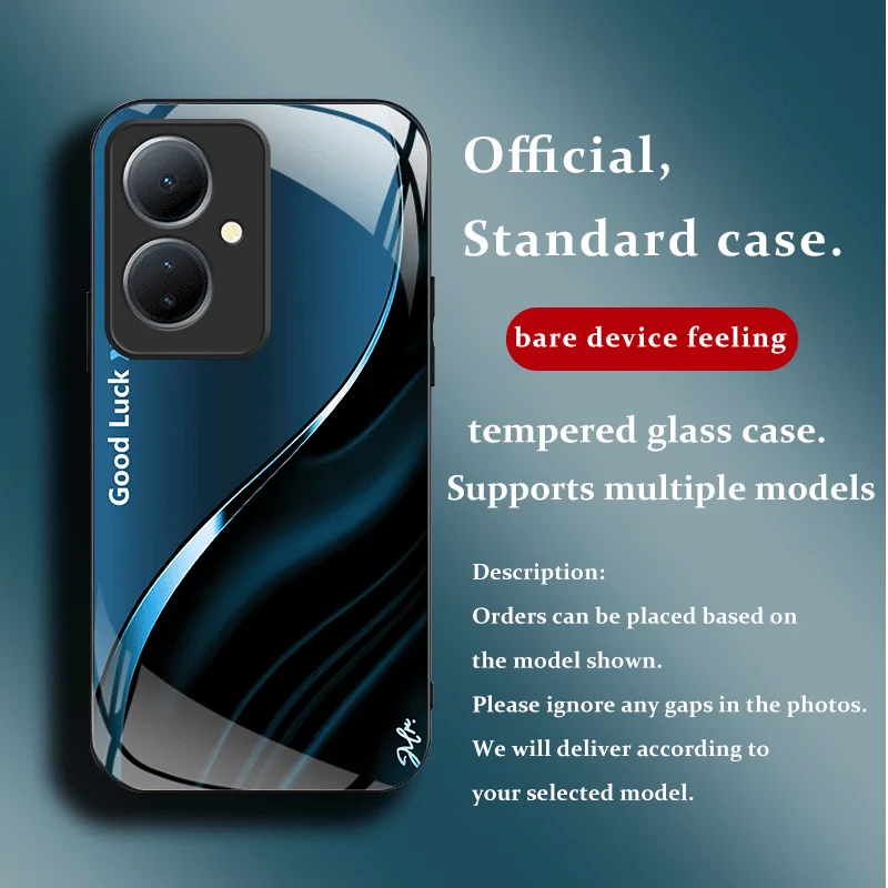 Gradient Color Hard Tempered Glass Protective Phone Case