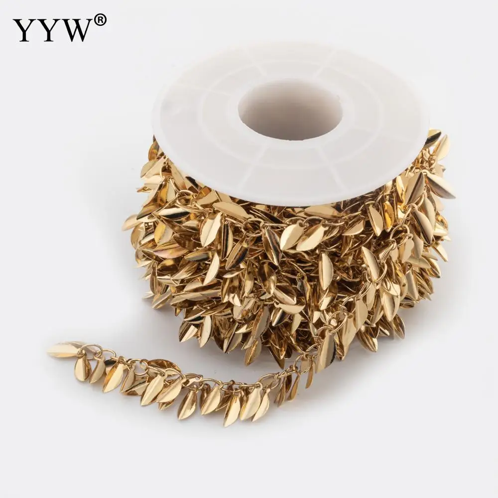 5m/Spool Brass Gold Plated Leaf Charms Bead  High Quality Bulk Chains Diy For Women Necklace Bracelet Jewelry Making Components
