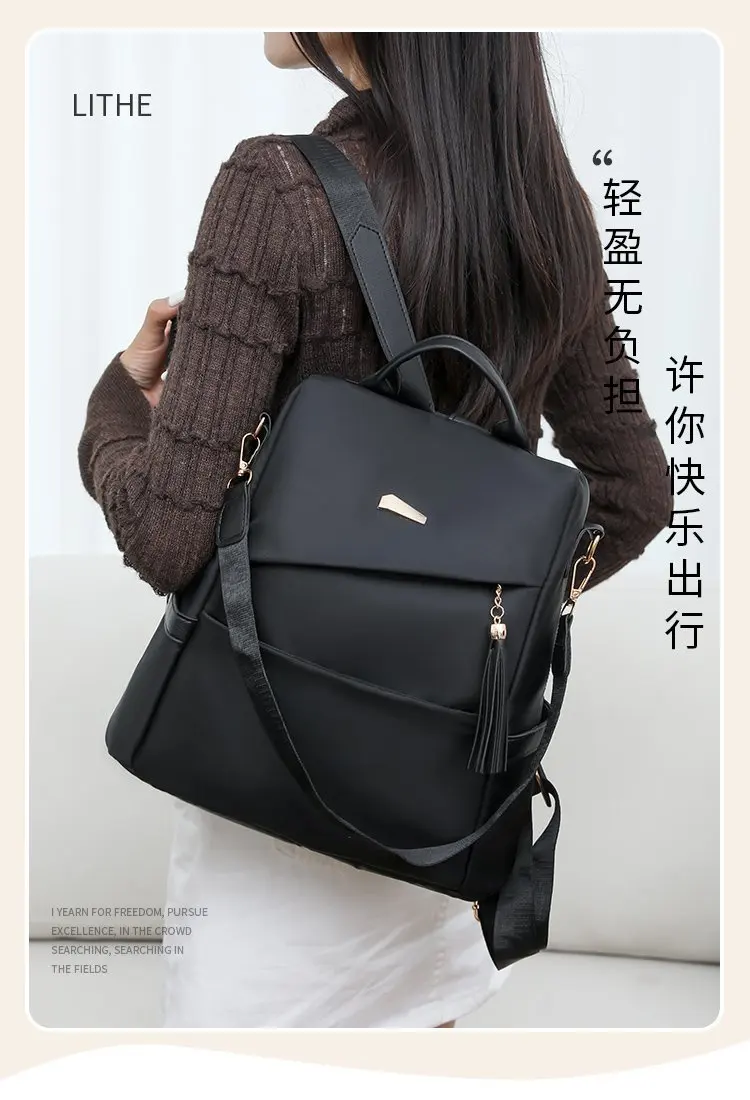 Nylon Anti Theft Backpack For Women - Image 2