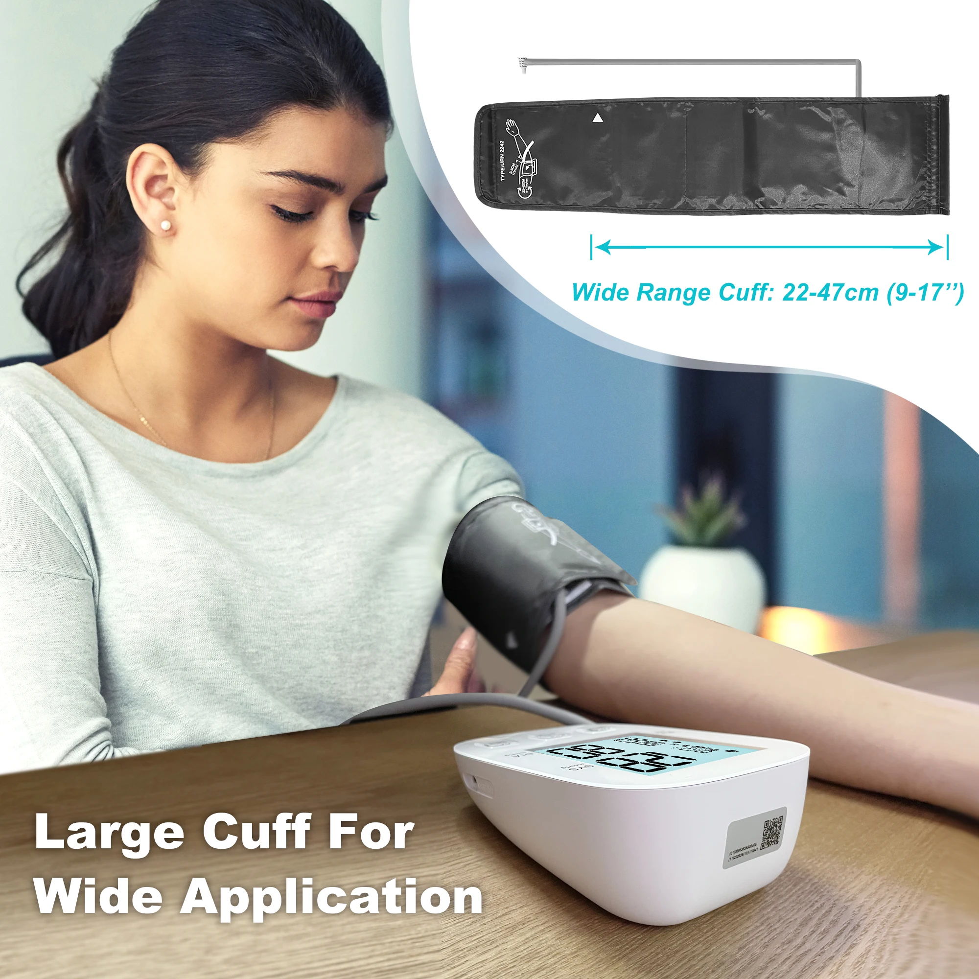 HealthTree Rechargeable Blood Pressure Monitor Sphygmomanometer Electronic BP Cuff LCD Screen Upper Arm Heart Beat blood pressure monitor blood pressure meter