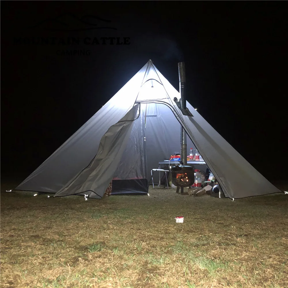 2-3 Person Winter Pyramid Tent Ultralight with Stove Jack Teepee Tent 400 Hight 2.2M Outdoor Camping Backpacking Hot