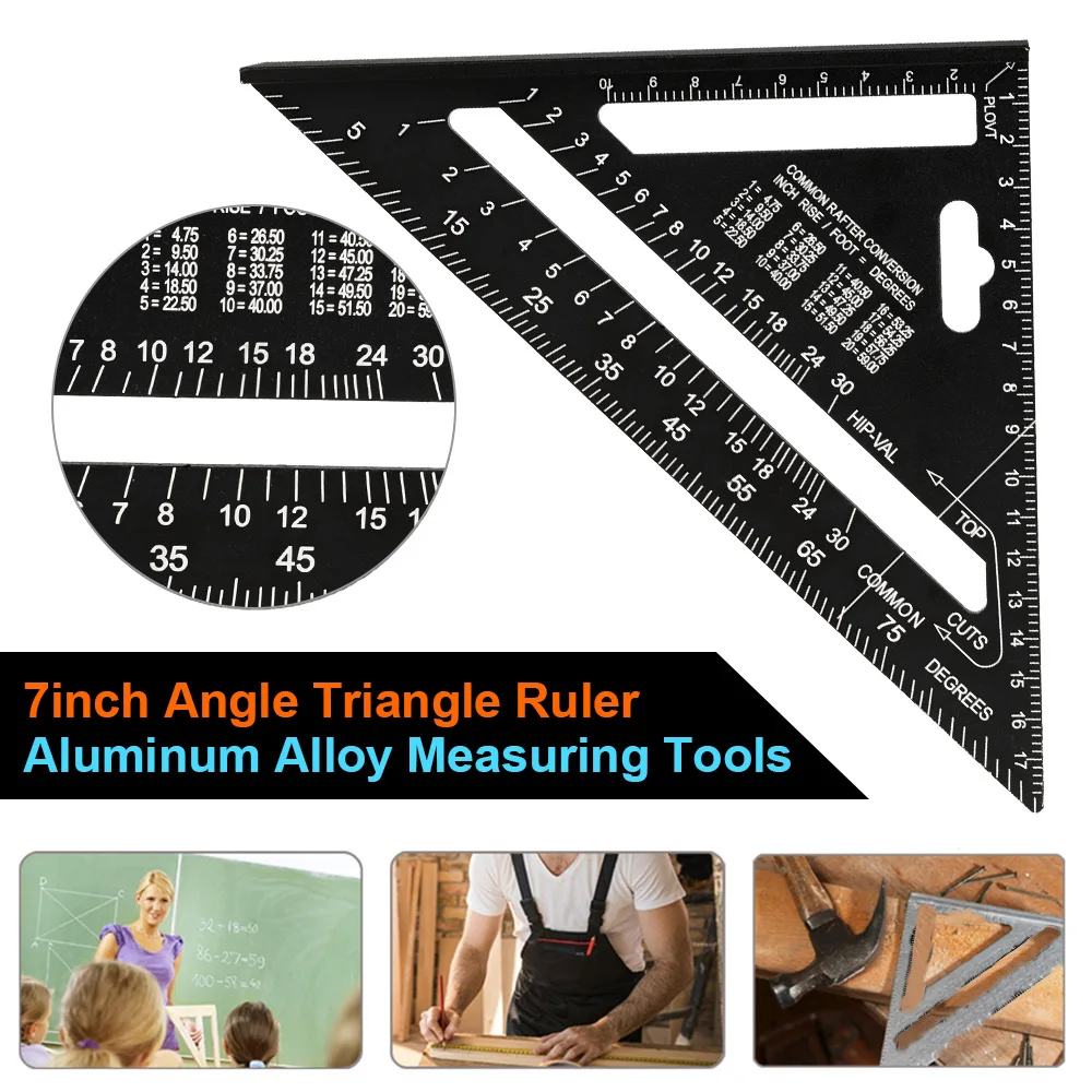 

7 Inch Triangle Ruler Aluminum Alloy Square Protractor High Precision Triangle Ruler Roofing Square Scale Speed Carpenter