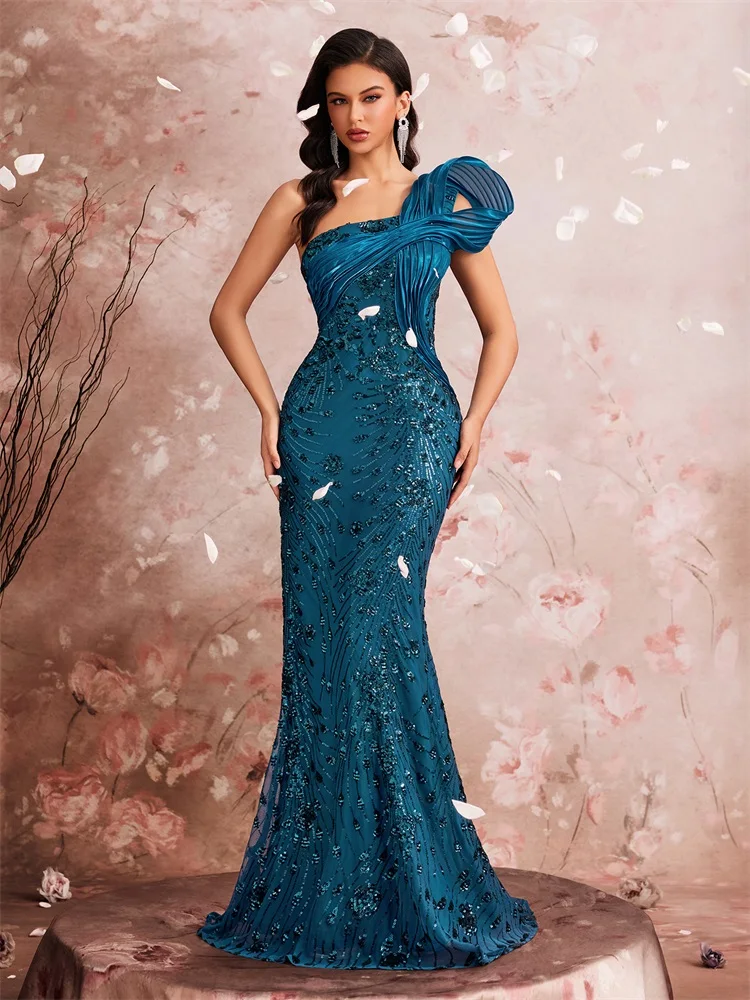 فساتين سهرة طويلة فاخرة من Lucyinlove بكتف مائل تر...