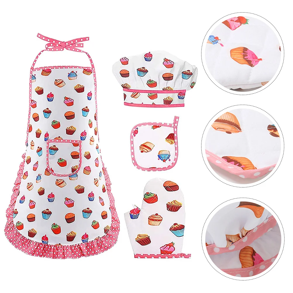 

Boy Suit Children's Apron Kitchen Kids Toddler Cooking Girl Chef Kits White Hat Aprons