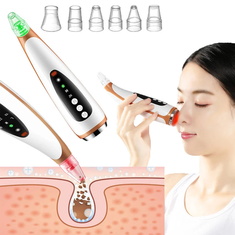 

Face Vacuum Blackhead Remover Electric Facial Cleaning Black Dots Suction Exfoliating Acne Pimple Remover Beauty Tool USB