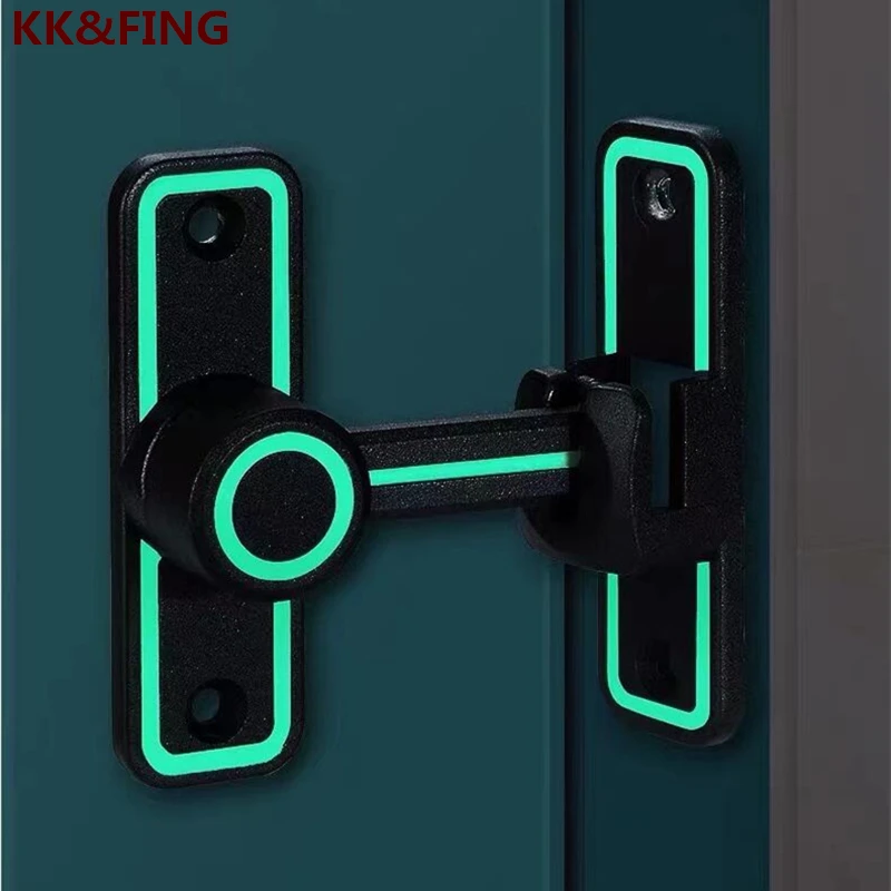 Door Latch KK&FING 90&deg;/180&deg;Dual Purpose Door Latch Sliding Door Lock With Luminous Buckle Free-punch Interior Metal Bolt