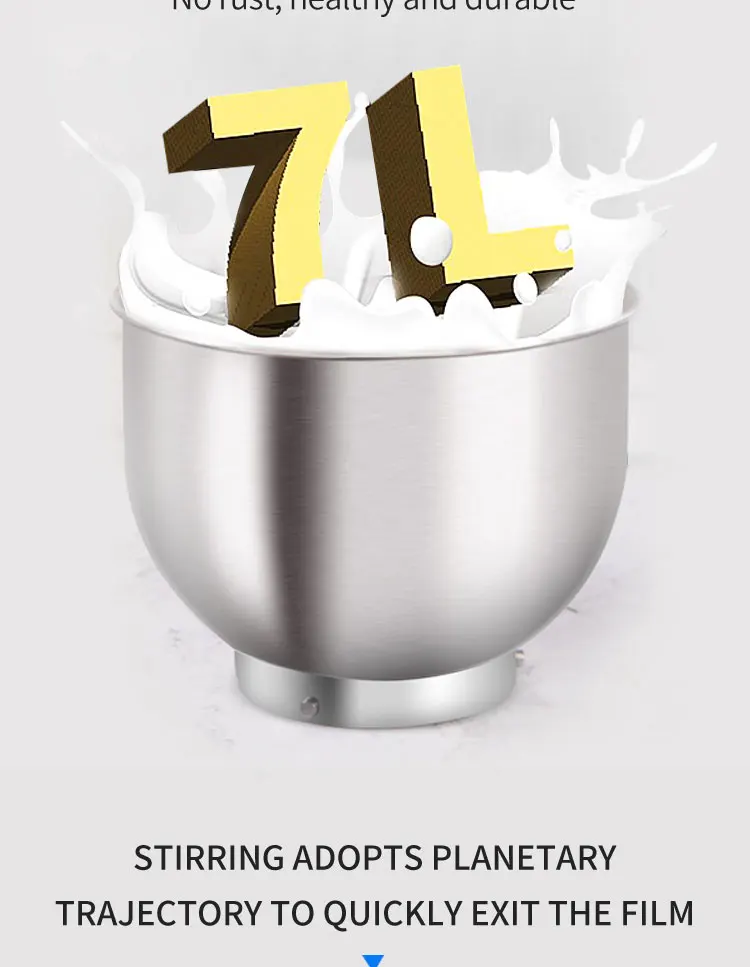 Commercial electric 7L Kitchen Food Stand Mixer Blender Cream Egg Whisk Cake Dough Kneader Bread Maker Stainless Steel Bowl 2