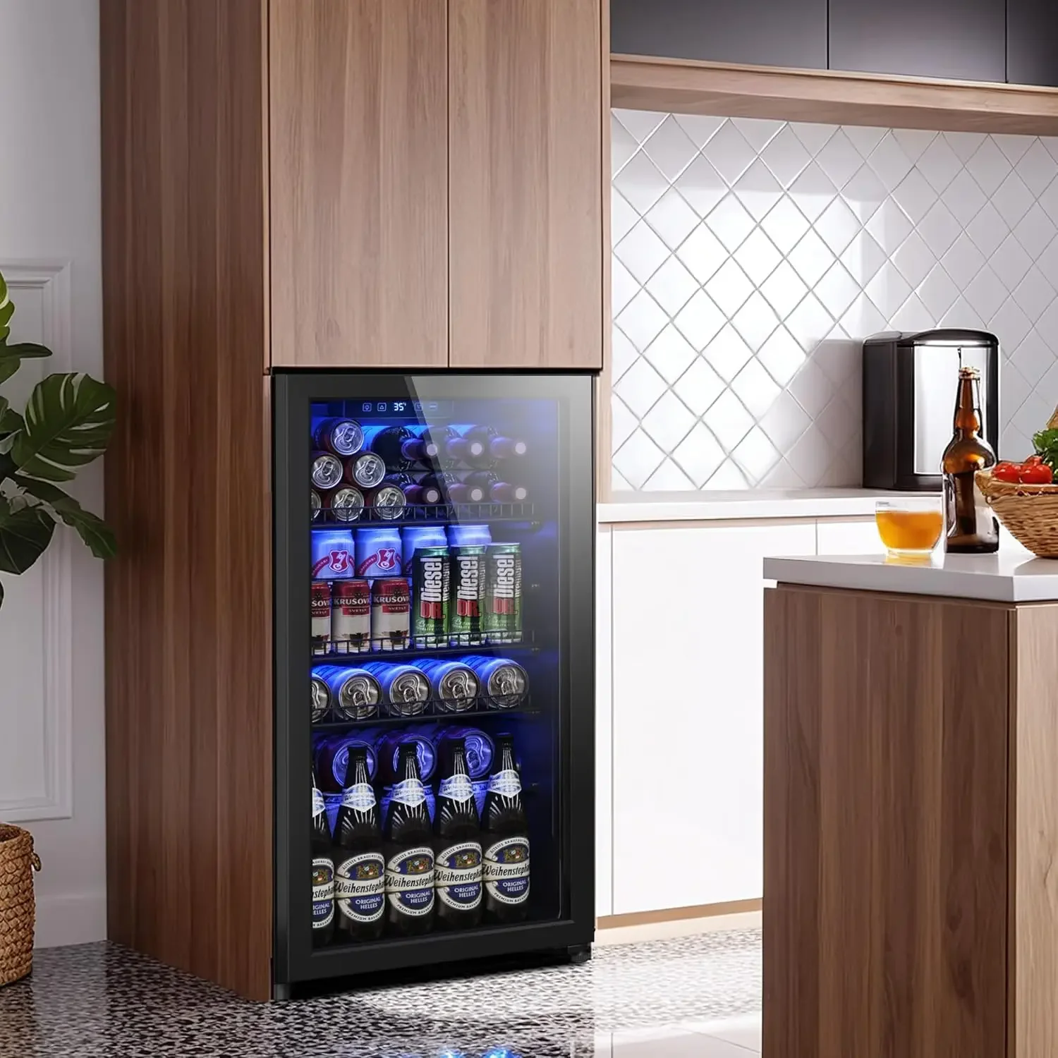 Fridge, Mini Fridge With Glass Door, Beverage Cooler Refrigerator, Wine Drink Beer Fridge, Adjustable Shelves & Digital Temperat 5