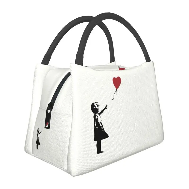 

Girl With Balloon Banksy Thermal Insulated Lunch Bags Graffiti Art Portable Lunch Container for Outdoor Picnic Meal Food Box