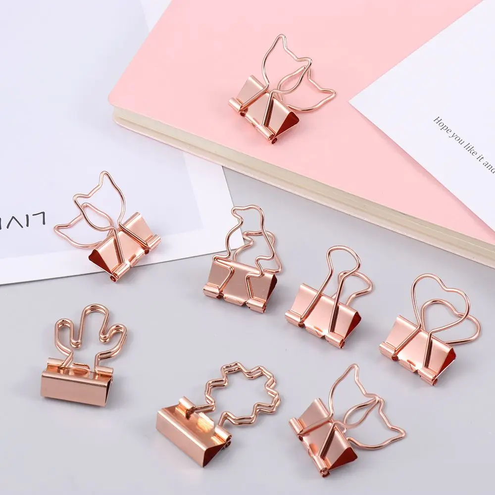 10pcs 새로운 고양이 하트 선인장 편지지 책 종이 클립 금속 바인더 클립 사무용품