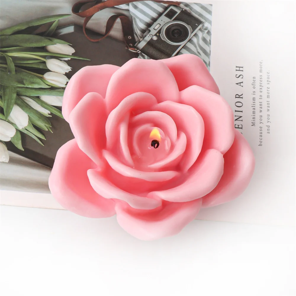 2023 New Large Luxury Candle Silicone Mold Moulds Flower Rose