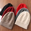 100%Pure Wool Women's Winter Hat Warm Soft Woollen Caps Knitted Bonnet y2k Rhombus Beanies For Lady Skullies Cap Turbans 4