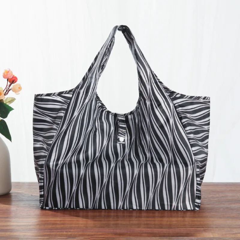 Tote Reusable Polyester Portable Shoulder Women's Handbags Folding Pouch Shopping Bag Storage Travel Grocery Fashion Pocket